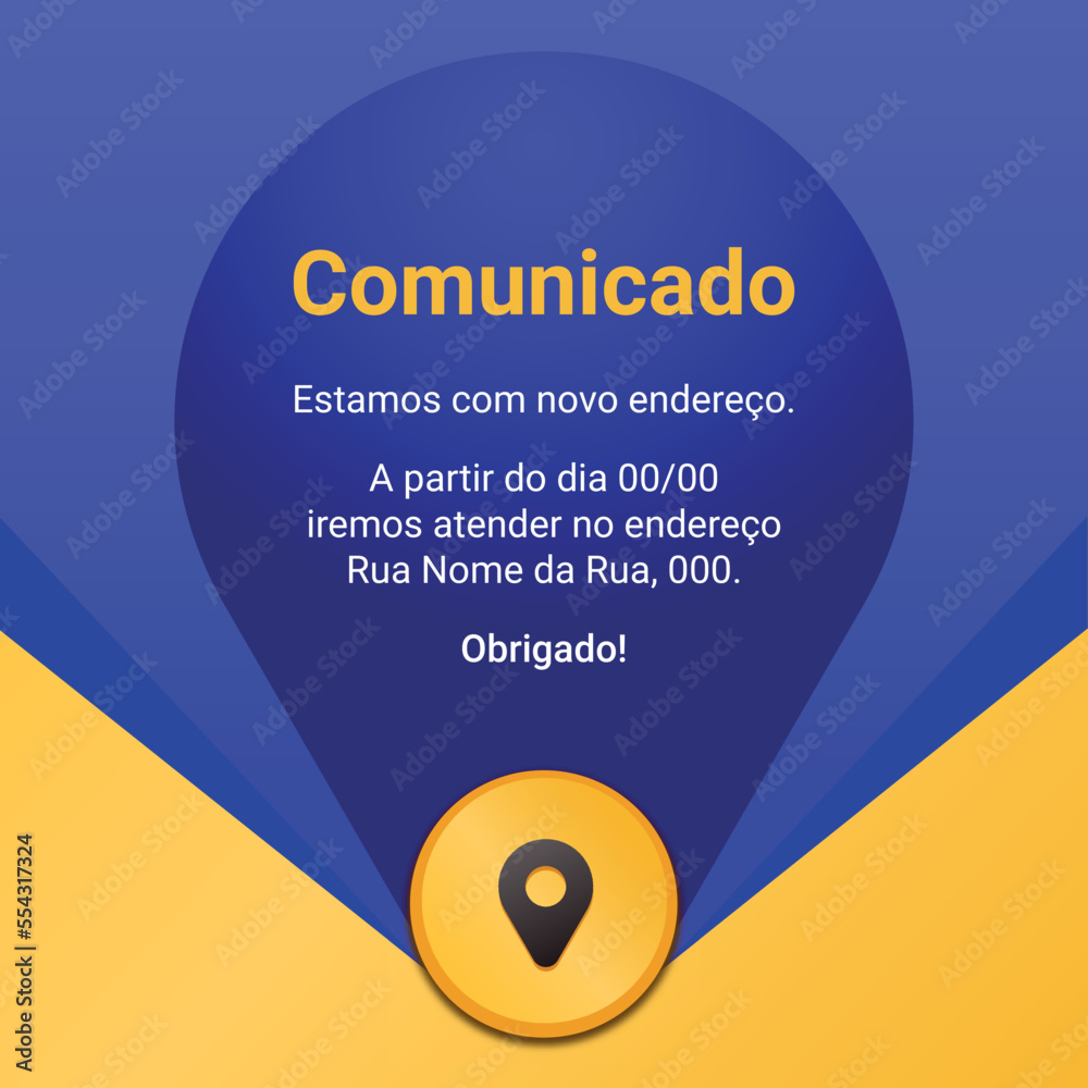 Template editável de comunicado de novo endereço