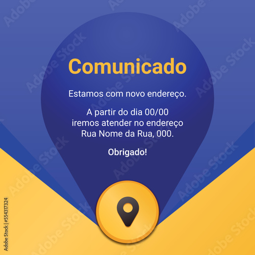 Template editável de comunicado de novo endereço