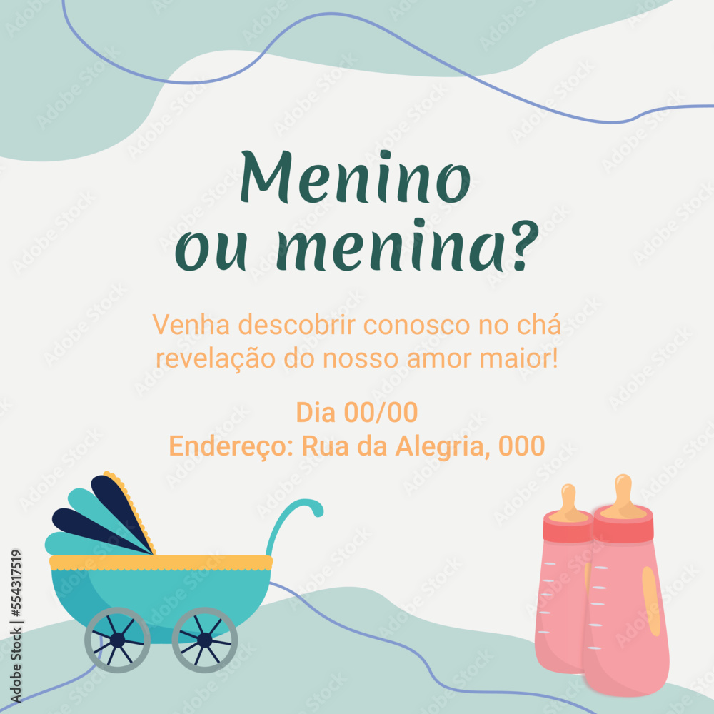 Cartão de convite para chá de bebê