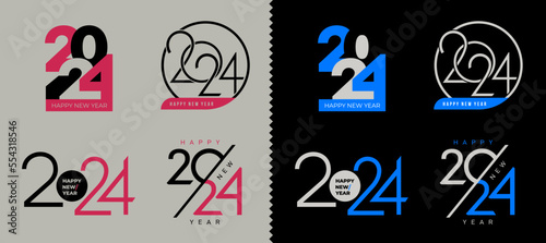 Trend set of 2024 number. 2024 logo creative design. Design template Celebration typography poster, calendar or greeting card for Happy New Year. Template typography Merry Christmas and Xmas vector.