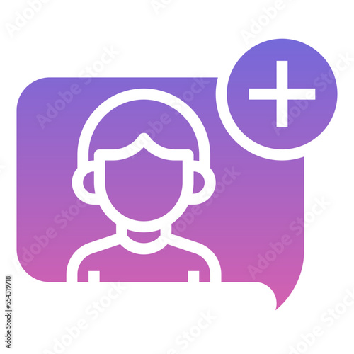 ADD USER,profile,communications,speech bubble,people,Gradient,icon