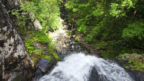 Benevskoy waterfall path through the forest, Primorsky Krai. High quality 4k footage photo