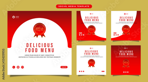 Editable Template of Social Media Posts, Food Banner Template. Illustration Vector