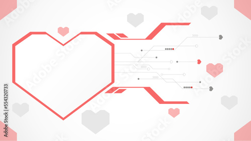 white red heart technology valentine background abstract. technology with line ,digital, heart, dot, hi-tech, valentine concept , vector. heart technological for valentine day, background, web banner.
