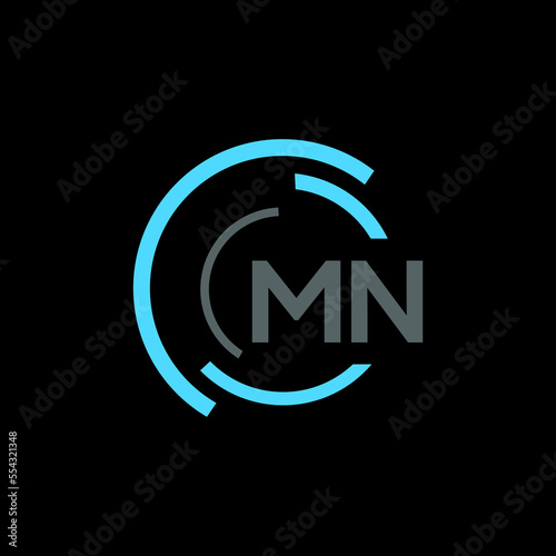 MN logo monogram isolated on circle element design template, MN letter logo design on black background. MN creative initials letter logo concept. MN letter design.
