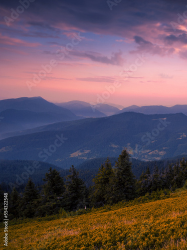 wesome sunset landscape  beautiful morning background in the mountains  Carpathian mountains  Ukraine  Europe