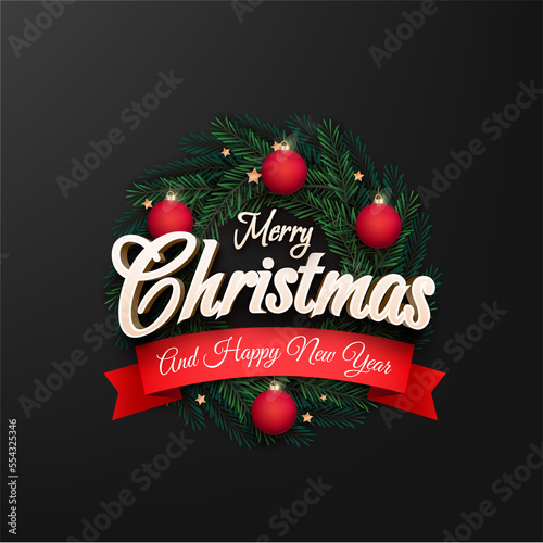 Merry christmas and happy new year banner design