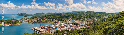 Panoramic shot of Saint Lucia capital city Castries photo