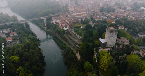 Aerial view of the countryside between Milan and Bergamo. Italy photo