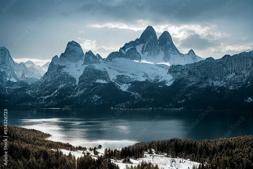 Famous lake gosau with magnificent mountains Generative AI