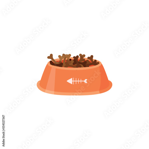 Dog, cat, animal or pet full food bowl vector illustration. Simple clipart logo icon flat design.