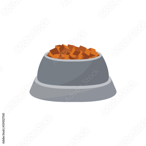 Dog, cat, animal or pet full food bowl vector illustration. Simple clipart logo icon flat design.