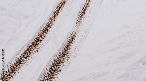 Tractor tracks in the snow © Сергей Старостов