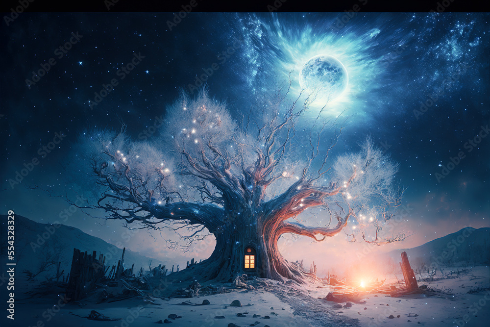 TreeHouse Fantasy Winter - Fictitious Generated by Generative Ai TreeHouse Fantasy Winter - Fictitious Generated by Generative Ai