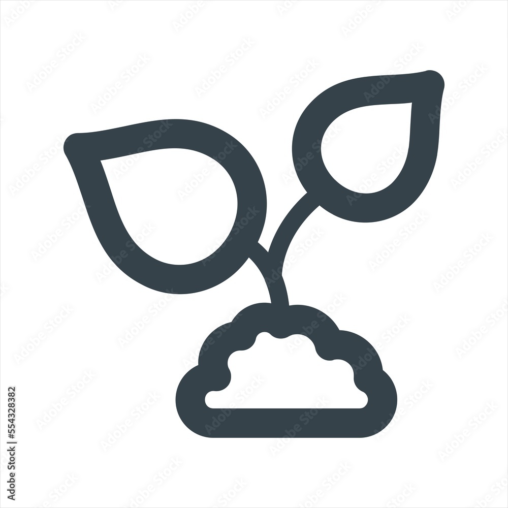 Growing plant with leaves icon. Seedling tree symbol. Growing plant with leaves icon. Seedling tree symbol.