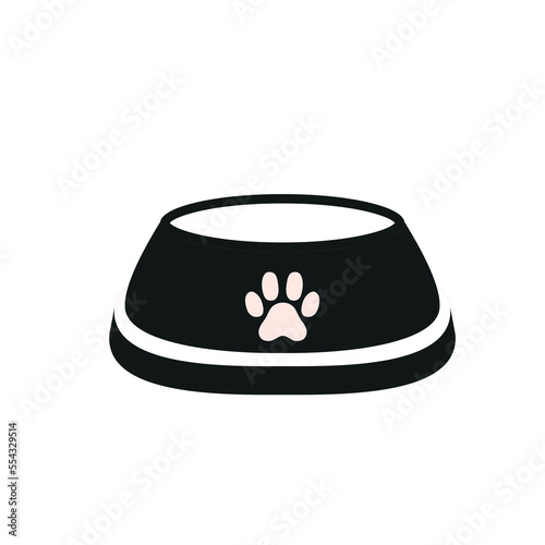 Dog, cat, animal or pet full food bowl vector illustration. Simple clipart logo icon flat design.