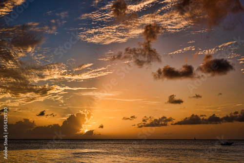 sunset at St. James Morgan bay at Saint Lucia Caribbean luxury island