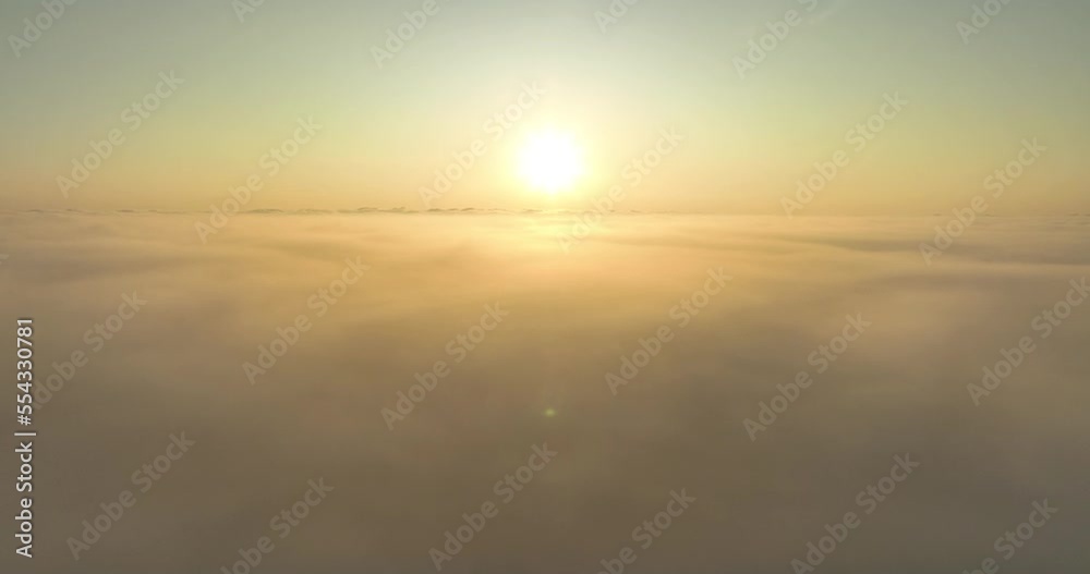 Aerial view landscape sea of fog Aerial view landscape sea of fog
