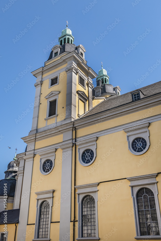 St. Andreas Church (St. Andreas-Kirche) was constructed between 1622 and 1629 in the South German baroque style. It was originally a Jesuit church. DUSSELDORF, GERMANY. St. Andreas Church (St. Andreas-Kirche) was constructed between 1622 and 1629 in the South German baroque style. It was originally a Jesuit church. DUSSELDORF, GERMANY.