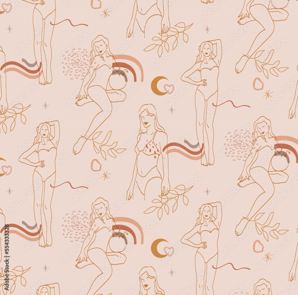 Fototapeta premium Boho Girls Pattern