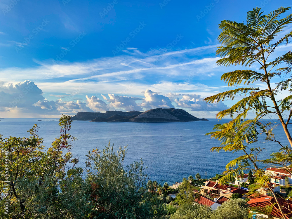 Kastellorizo Greek Island, Dodecanese - Greece. Beautiful view from Kas, Antalya, Turkey