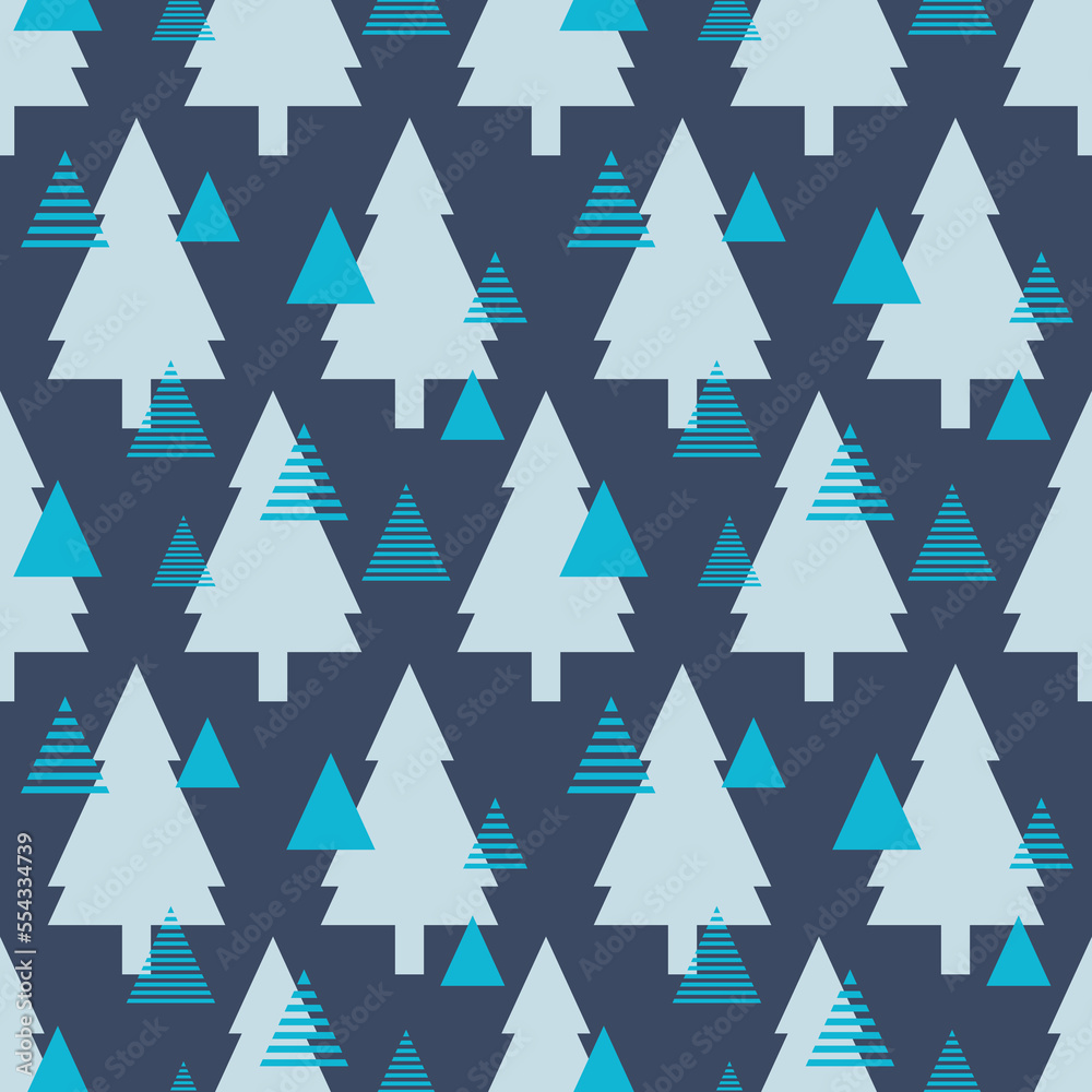 Winter seamless pattern with geometric spruce tree. CMYK color mode ready to print. Winter seamless pattern with geometric spruce tree. CMYK color mode ready to print.