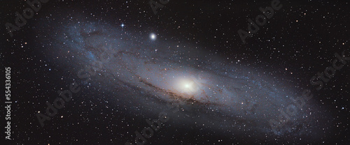 The Andromeda galaxy in the night sky.