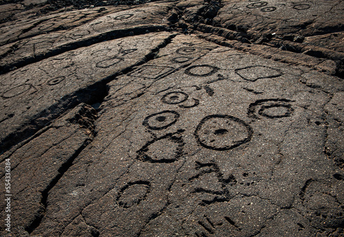 Rock carving at the Puako Petroglyph Archaeological District, Hawaii Island, Hawaii, USA