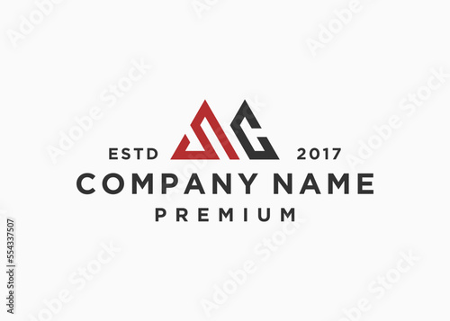 letter sc mountain logo design vector illustration template