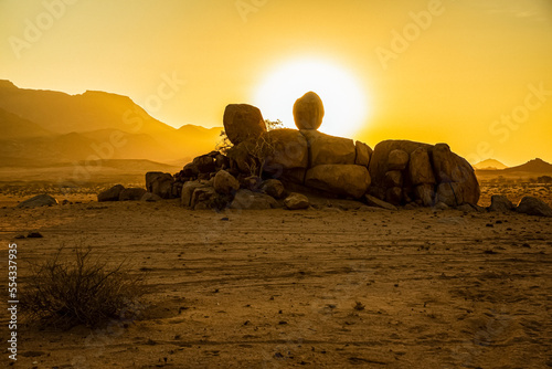 Sunset in Damaraland; Kunene Region, Namibia photo