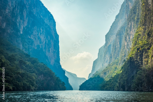 View of Sumidero Canyon, which is represented on the Chiapas state seal, Sumidero Canyon National Park; Chiapas, Mexico photo