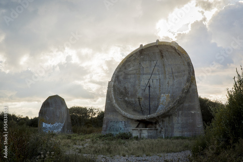 Remnants of the Denge Sound Mirrors, Dungeness, Kent, England, UK