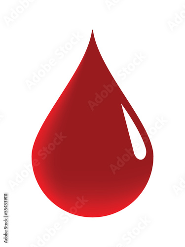 Blood drop icon, vector illustration. Red shiny blood drop isolated on white background - donation, dna test, disease. The concept of donating blood.