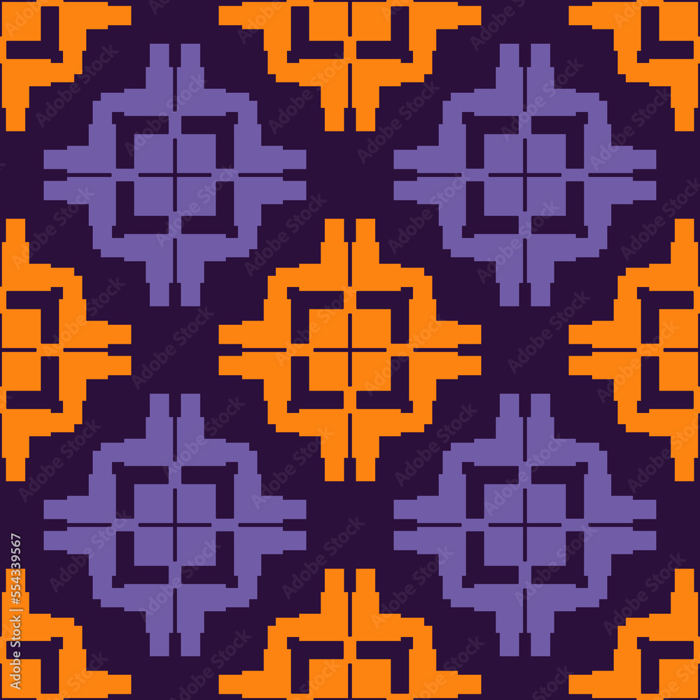 Obraz premium Seamless pattern with bright ethnic geometric ornament.