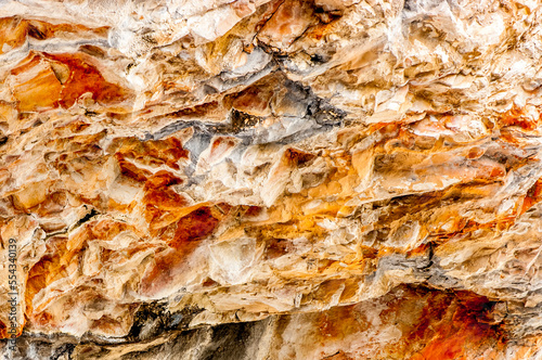 Abstract of golden colored, limestone rock; Yellowstone National Park United States of America photo