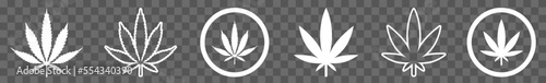 Cannabis Leaf Icon White Set | Cannabis Leaves Vector Illustration Logo | Cannabis Leaf Icons Isolated Collection