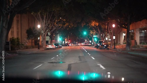 Night driving in Pasadena, CA, slow motion Full HD photo