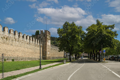 Medieval city walls of Soave in summer, Verona, Veneto, Italy