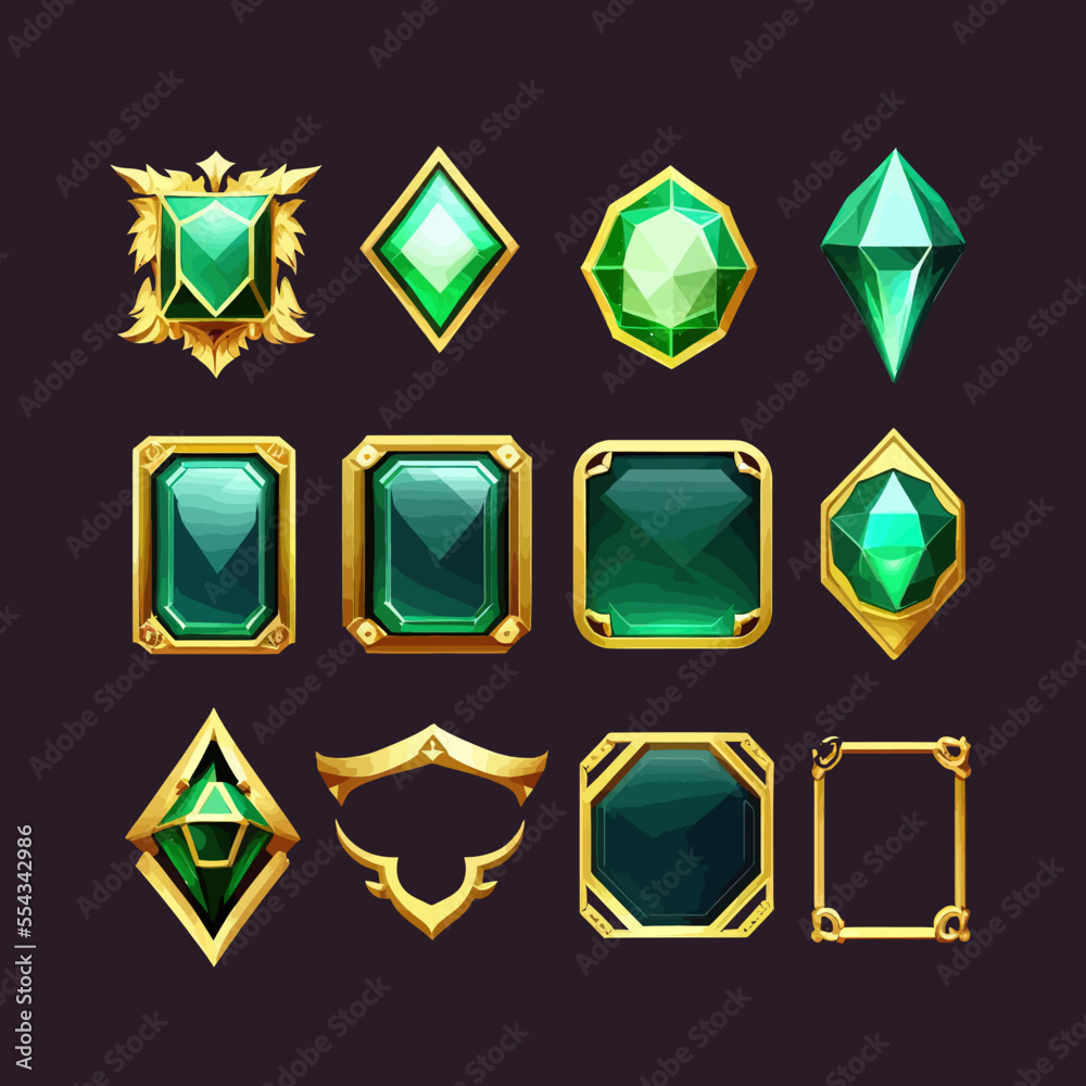 Game frame vector set, avatar gui UI fantasy. Isolated on a black
