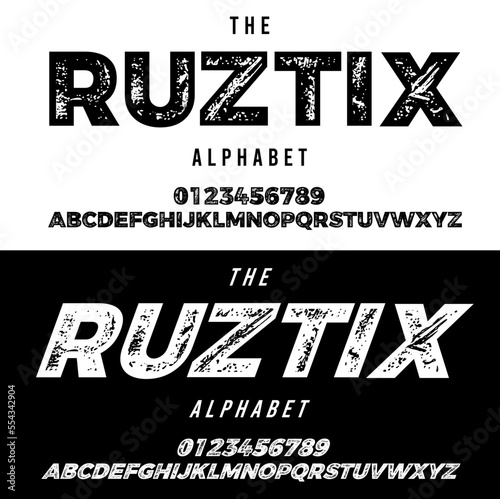 Distressed Font. Grunge Font. Rough Font. Vector Illustration
