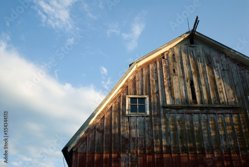 Architectural detail of an old barn with weathered facade on a farm near Princeton, Nebraska, USA; Princeton, Nebraska, United States of America photo