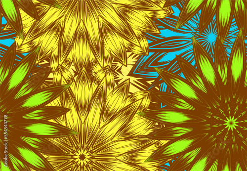 Flowers. Seamless floral background. Tracery handmade nature ethnic fabric backdrop pattern. Textile design texture. Decorative color art. Vector