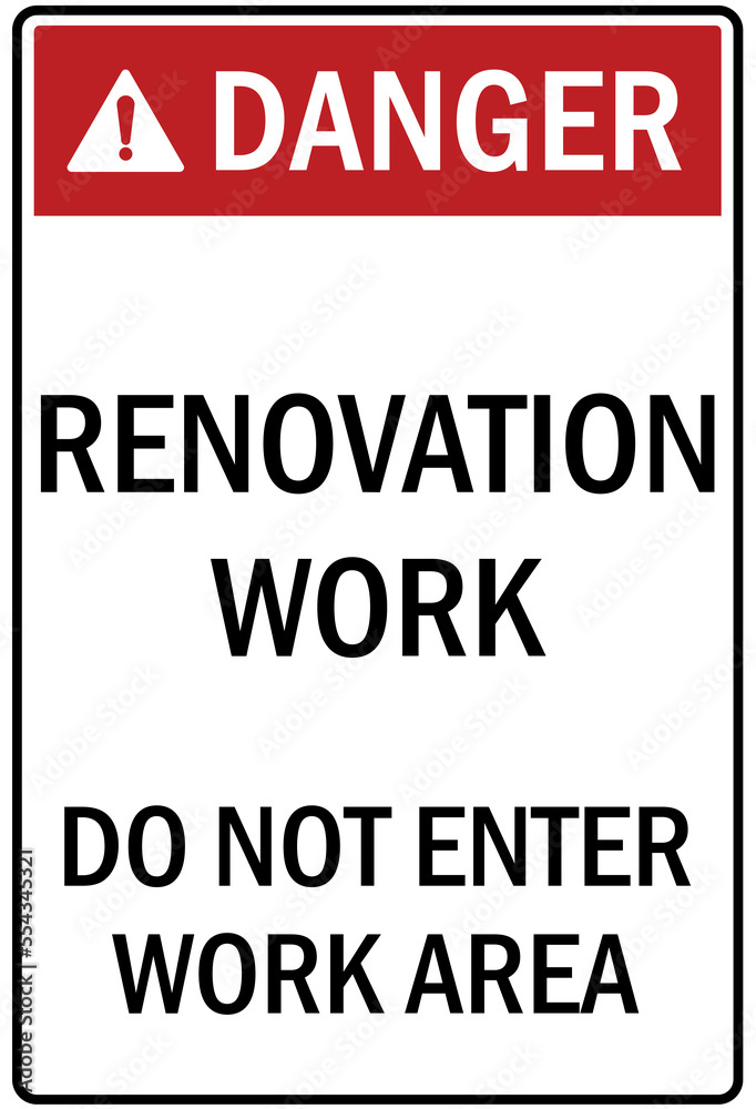 Under construction sign and labels