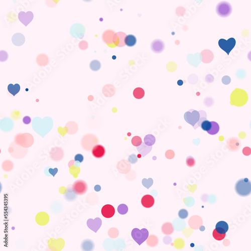 Background pattern abstract design texture. Seamless. With hearts. Theme is about colorful, overlay, illuminated, sequins, soft, relations, air, sparkles, romance, graphic, pattern, decoration