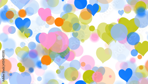 Background pattern abstract design texture. Seamless. With hearts. Theme is about overflows, defocused, romance, wall, air, soft, textured, inspiration, circle, color, relations, blurry