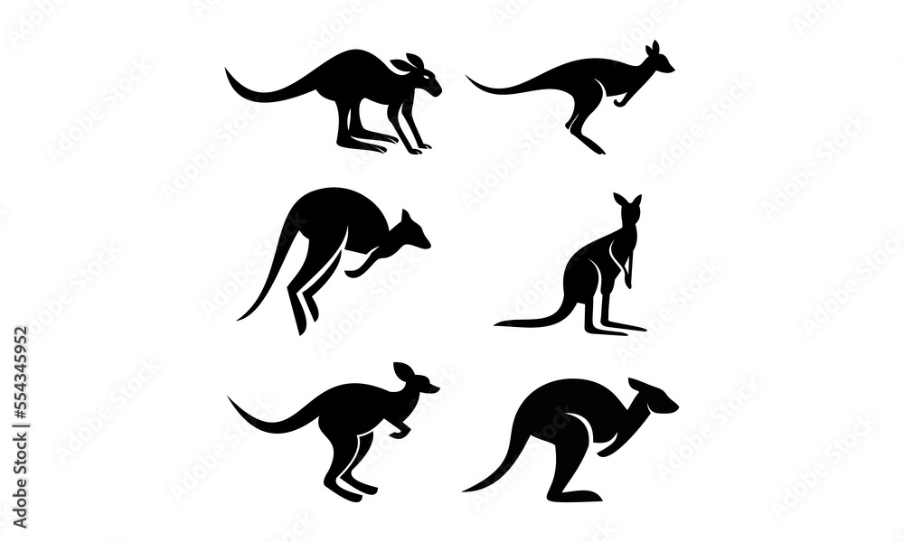 kangaroo vector logo set template