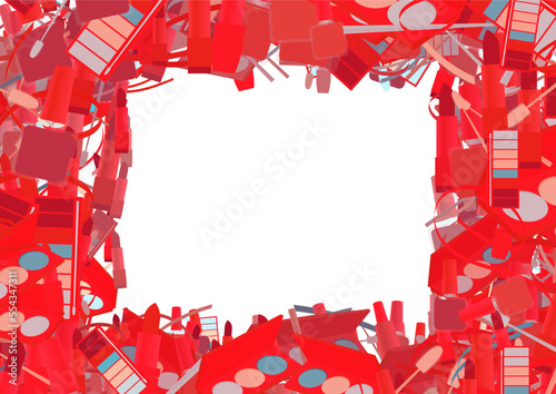 Background pattern abstract design texture. Border frame, transparent background. Theme is about repeat, cosmetology, makeup, parlor, narrow goods, stripes, nail polish, thread, pomatum