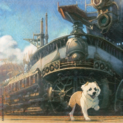 ファンタジー世界を旅する犬・わんわん／Generative AI photo