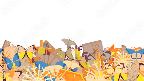 Background pattern abstract design texture. Horizontal seamless stripe. Border frame, transparent background. Theme is about falling, spring, weather, seasonal, tropical, bow, wrap, decoration