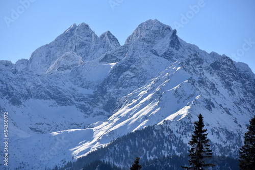Rysy, Tatry Wysokie, zima, śnieg, góry, widziane z Rusinowej Polany, 